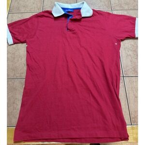 Vintage Pen West Pendleton Lobo Sz Med Polo Shirt Red‎ Beige Cotton USA Made